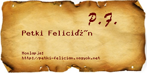 Petki Felicián névjegykártya